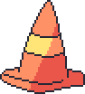 A pixel drawing by teppy of a traffic cone.