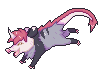 A cute pixel drawing of a web adoptable called a Linpossum; an opossum with a horn and mane.